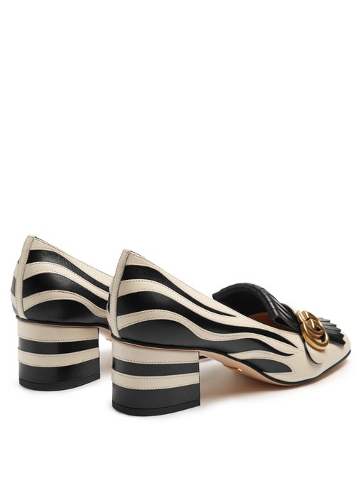 Marmont fringed zebra-appliqué leather loafers | Gucci | MATCHESFASHION UK