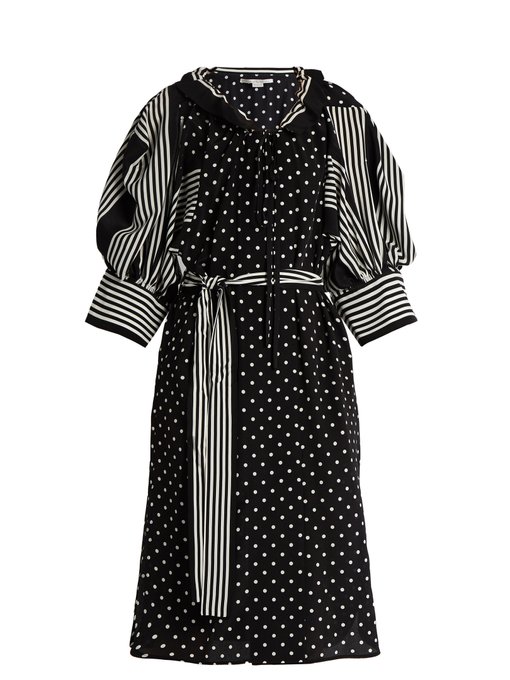 Polka-dot and stripe print crepe dress | Stella McCartney ...