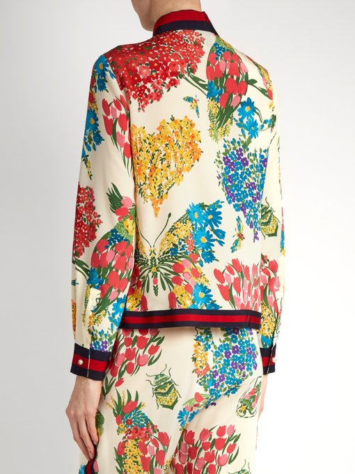 Corsage-print silk crepe de Chine shirt | Gucci | MATCHESFASHION UK