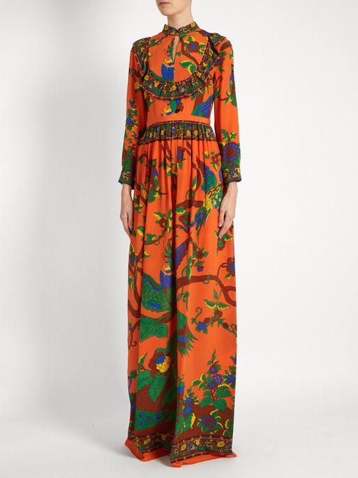 Jubilee-print Mandarin-collar silk gown | Gucci | MATCHESFASHION US