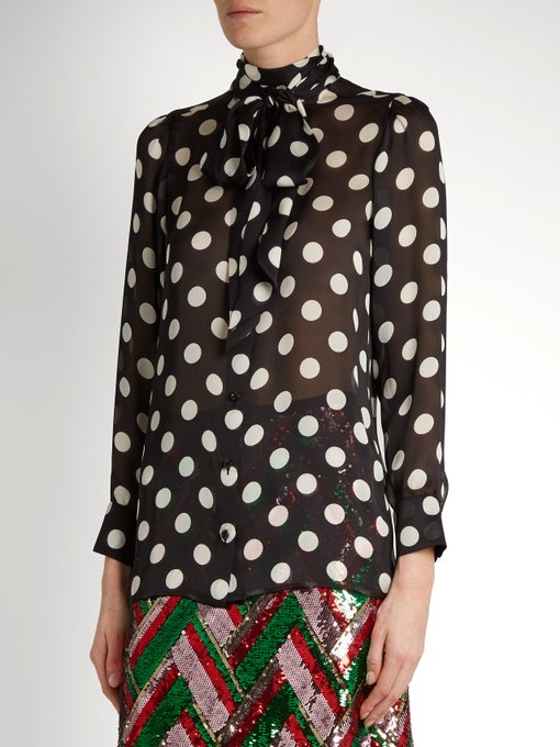 Polka-dot print silk-georgette blouse | Gucci | MATCHESFASHION UK