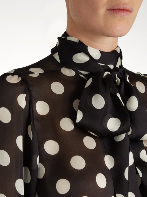Polka-dot print silk-georgette blouse | Gucci | MATCHESFASHION US