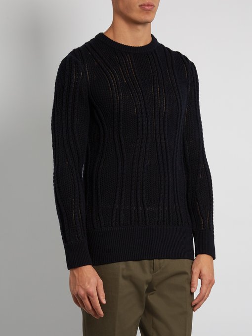 Crew-neck cable-knit cashmere-blend sweater | Bottega Veneta ...