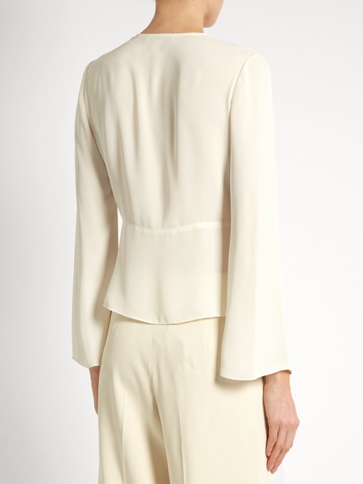 ELIZABETH AND JAMES Layla Bell-Sleeved Wrap Blouse, Colour: Ivory ...