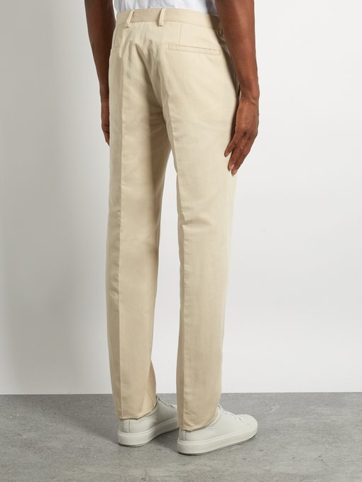 CALVIN KLEIN COLLECTION Exact Slim-Fit Cotton And Linen-Blend Trousers ...