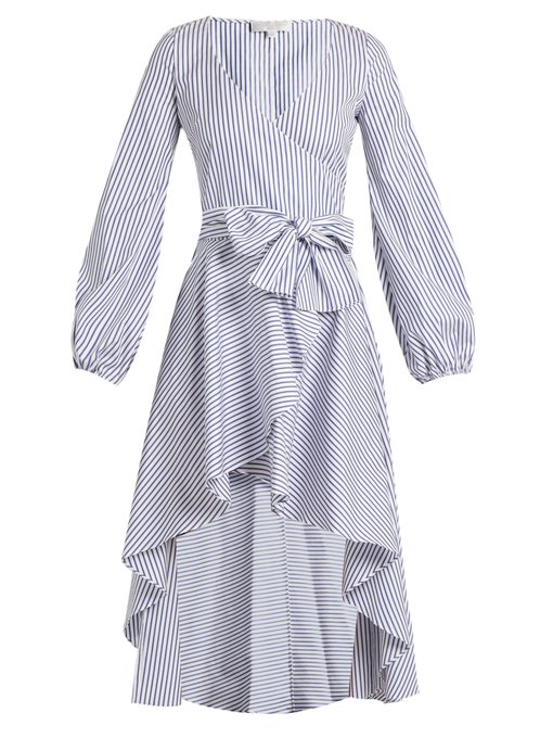 Lena asymmetric-hem cotton wrap dress | Caroline Constas ...