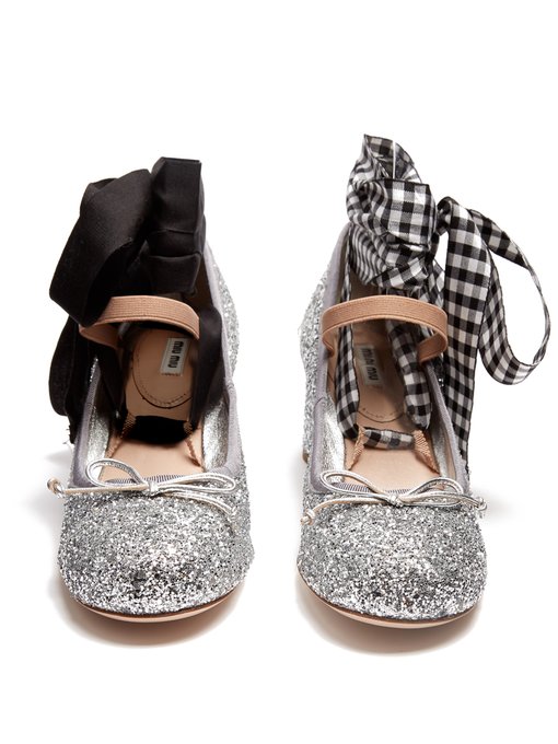 Glitter block-heel ballet pumps | Miu Miu | MATCHESFASHION.COM UK