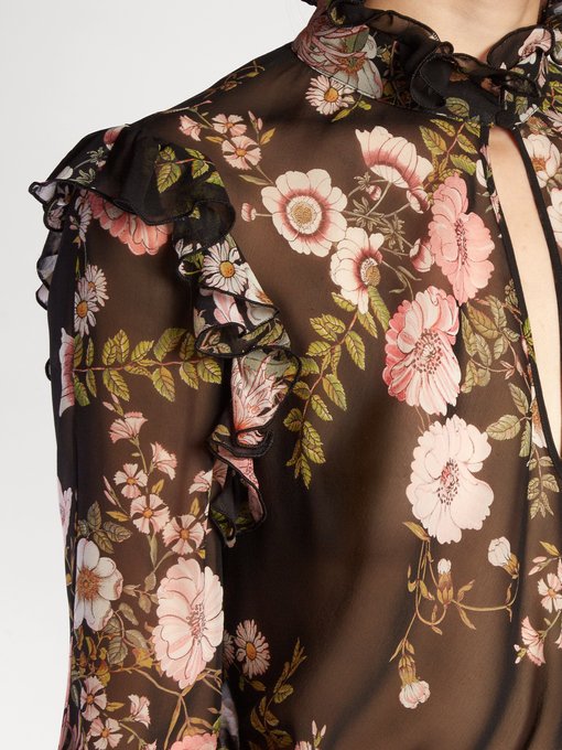 Floral-print ruffled silk-georgette blouse | Giambattista Valli ...