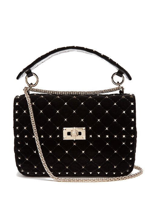 valentino garavani rockstud spike velvet shoulder bag