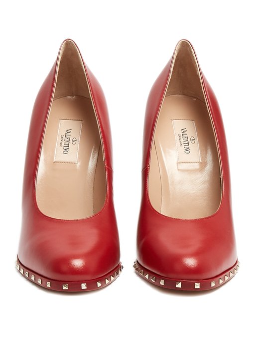 VALENTINO Rockstud Leather Pumps, Colour: Red | ModeSens