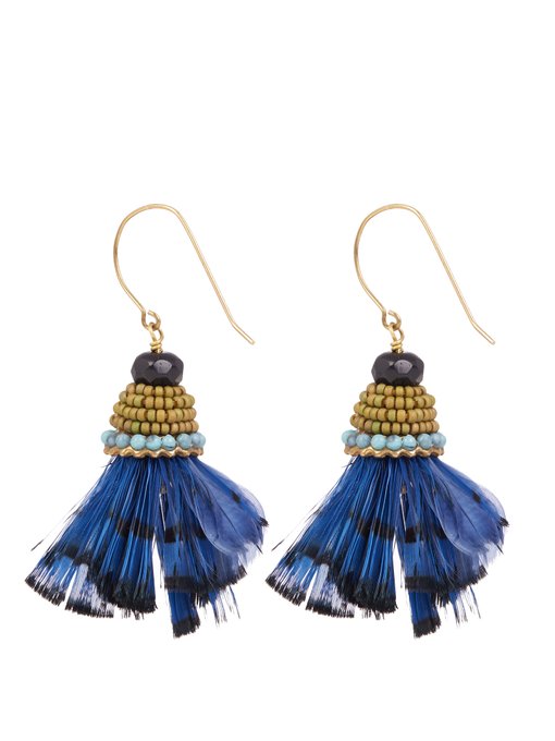 Bead and feather-embellished drop earrings | Etro | MATCHESFASHION US