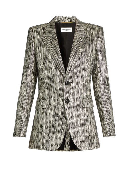 4 Stores In Stock: SAINT LAURENT Peak-Lapel Tweed Jacket, Colour ...