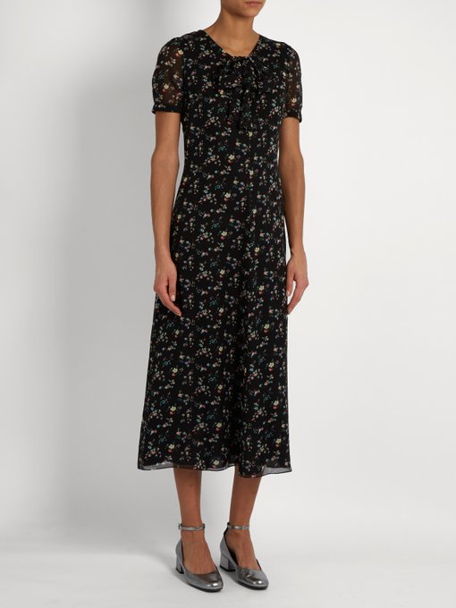 Floral-print silk-georgette midi dress | Saint Laurent | MATCHESFASHION ...