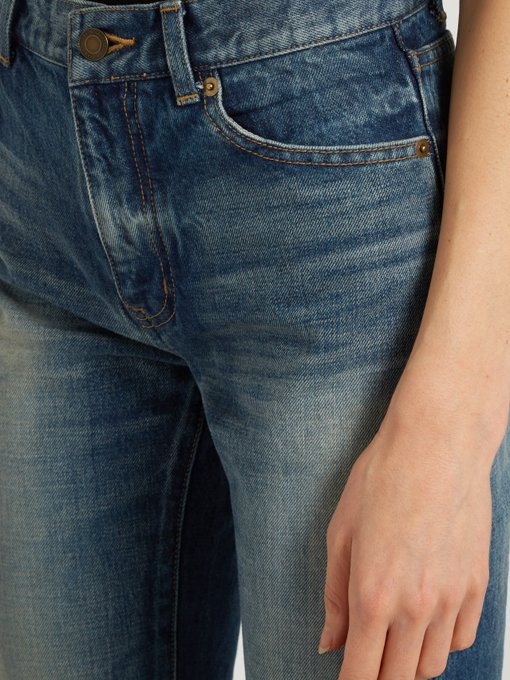 SAINT LAURENT Mid-Rise Bootcut Jeans, Colour: Dark-Blue | ModeSens