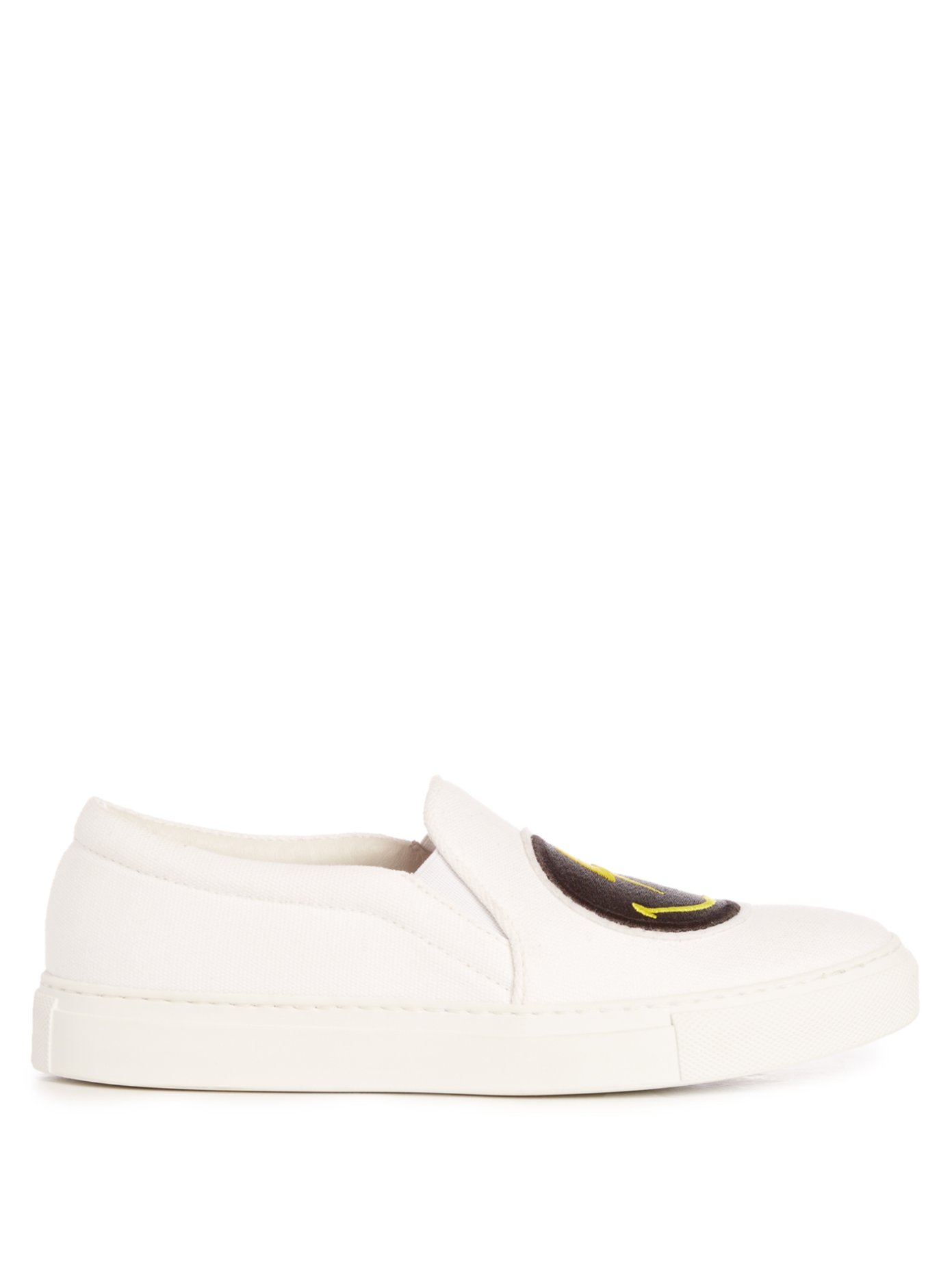 white canvas slip on trainers