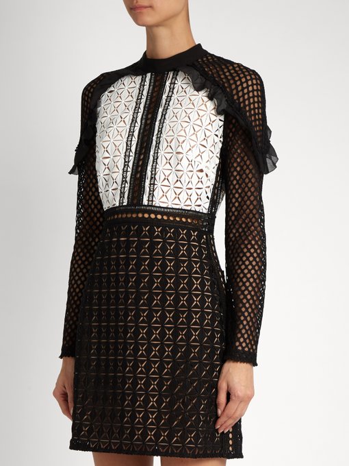 Geometric guipure-lace mini dress | Self-Portrait | MATCHESFASHION UK