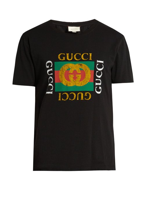 Distressed logo-print cotton T-shirt | Gucci | MATCHESFASHION US