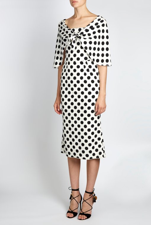 Tie-front polka-dot print charmeuse dress | Dolce & Gabbana ...