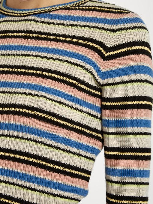 VALENTINO Multi-Striped Cotton Sweater, Colour: Rose-Beige | ModeSens