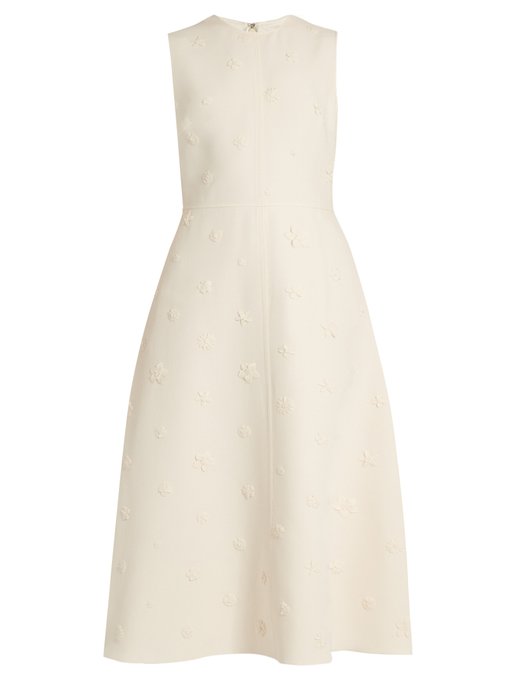 Daisy-appliqué wool and silk-blend midi dress | Valentino ...