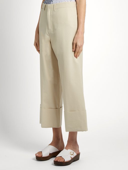 Wide-leg silk and cotton-blend cropped trousers | Sea | MATCHESFASHION ...