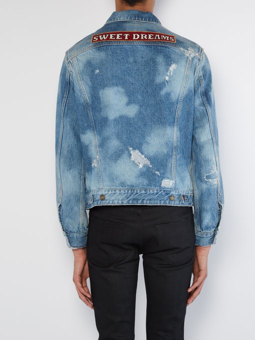 Sweet Dreams-embellished distressed denim jacket | Saint Laurent ...