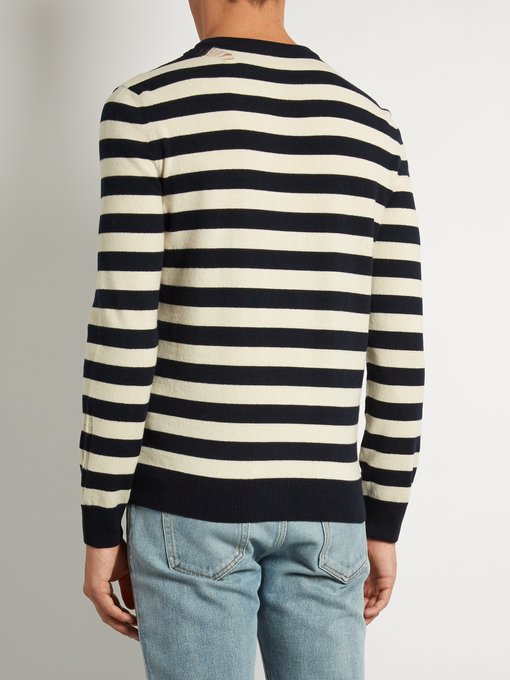 Distressed striped wool and cashmere-blend sweater | Saint Laurent ...