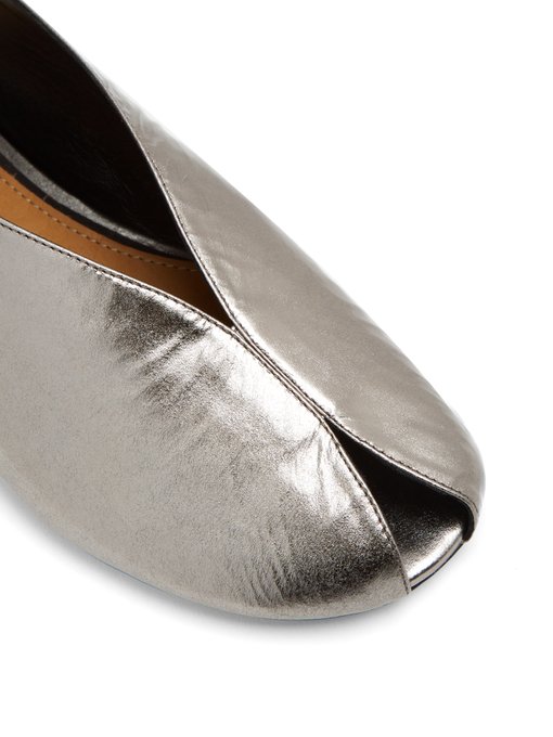 silver closed toe flats