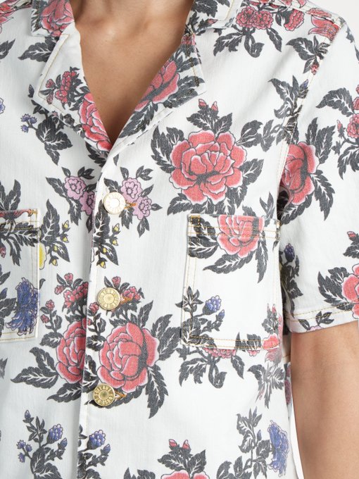 Floral-print short-sleeved denim shirt | House Of Holland ...