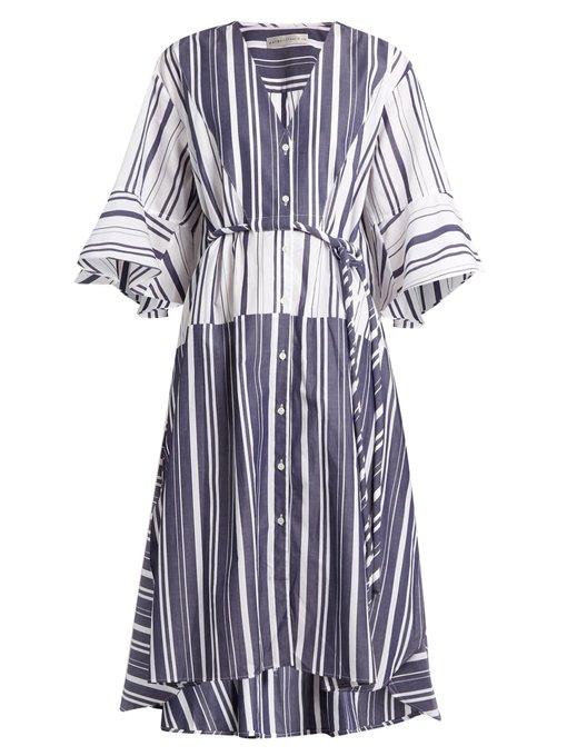 V-neck striped cotton-poplin dress | Palmer//Harding | MATCHESFASHION US