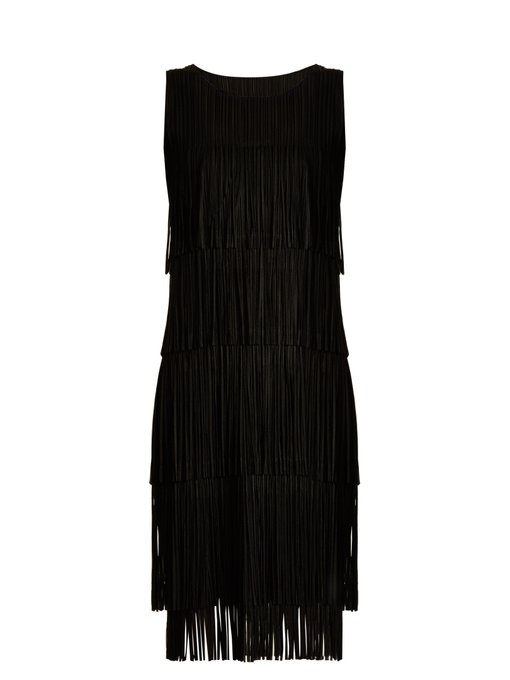 Tiered-fringe sleeveless pleated dress | Pleats Please Issey Miyake ...