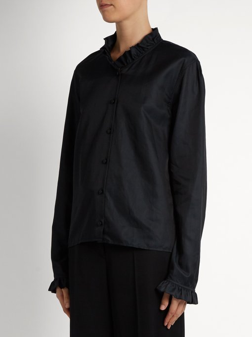 Ruffled long-sleeved cotton-blend shirt | Lemaire | MATCHESFASHION UK