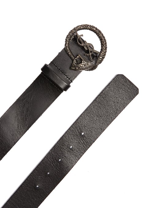 Monogram snake-buckle leather belt | Saint Laurent | MATCHESFASHION UK