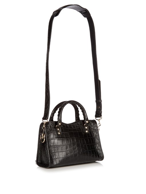 Classic City mini crocodile-effect leather bag | Balenciaga ...