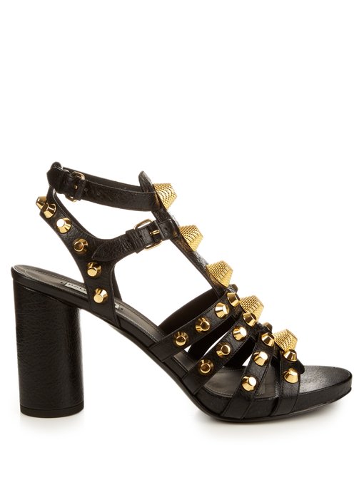 studded gladiator block heels