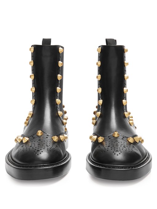 BALENCIAGA Studded Brogue Chelsea Boots in Colour: Black | ModeSens