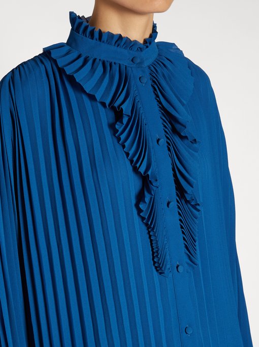 Sleeve-slit pleated georgette blouse | Balenciaga | MATCHESFASHION US