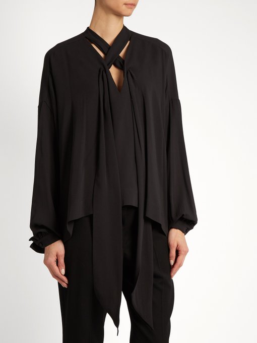 Blouson-sleeved silk-crepe blouse | Balenciaga | MATCHESFASHION UK