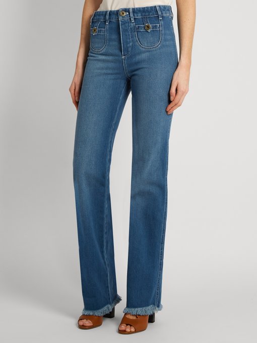 Frayed hem high-rise straight-leg jeans | Chloé | MATCHESFASHION.COM UK