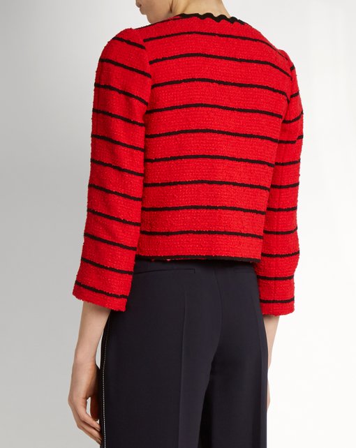 Striped cotton-blend tweed cropped jacket | Sonia Rykiel ...