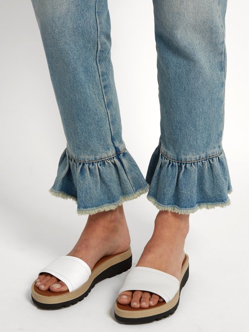 cropped ruffle jeans