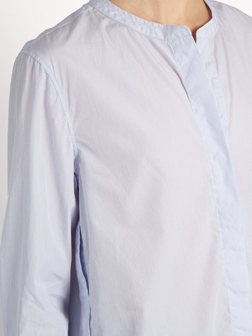 ISABEL MARANT Pinstripe Long-Sleeve Henley Tunic Blouse, Blue | ModeSens