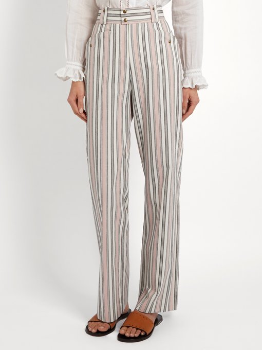 ISABEL MARANT Selina High-Rise Striped Trousers in Colour: Blush-Pink ...
