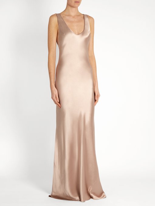 Scoop Neck Sleeveless Silk Satin Gown Galvan Matchesfashion Uk 4815