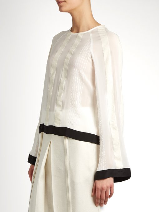 Melissa striped raw-silk and chiffon blouse | Zeus + Dione ...