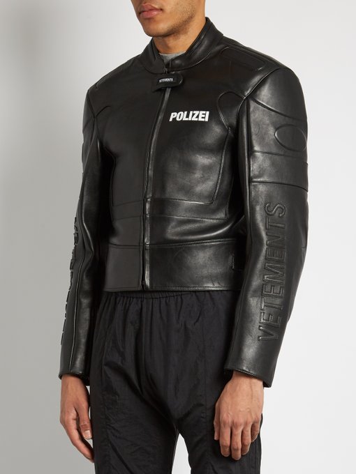 Polizei-print panelled leather jacket | Vetements | MATCHESFASHION UK