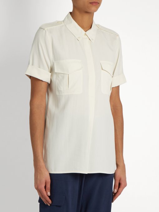 EQUIPMENT Rory Patch-Pocket Silk Shirt, Colour: White | ModeSens