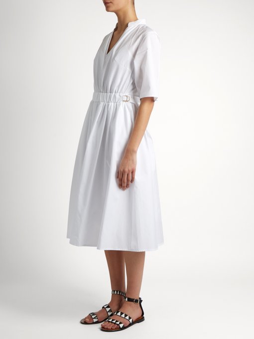 V-neck gathered cotton midi dress | Muveil | MATCHESFASHION UK