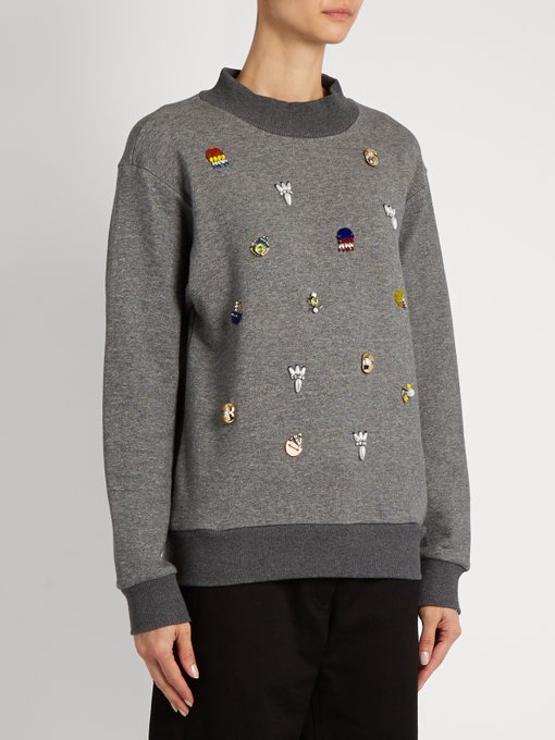 Embellished cotton-jersey sweatshirt | Muveil | MATCHESFASHION US