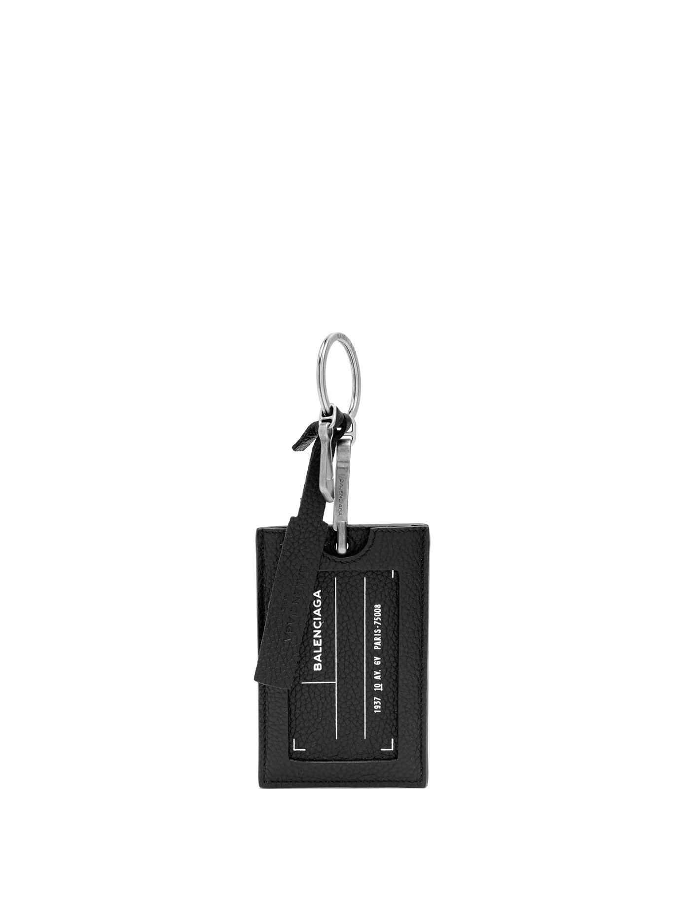 Leather luggage-tag key ring 